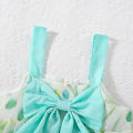 Summer new bow Hand-painted wind tulip flowers Light light halter Summer beach wind sweet Princess dress. 
