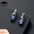 Carat Women Water Drop Shape Rhinestone Pendant Ear Stud Earrings Necklace Jewelry Set. 