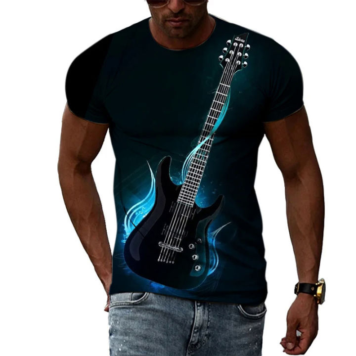 Fashion%20taste%20guitar%20graphic%20t%20shirts%20for%20men%20summer%20casual%20personality%20creativity%20o-neck%20short%20sleeve%203D%20Trendyol%20print%20T-shirt%20-%20Image%202