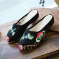 Slippers, Chinese style, spring and summer embroidered cloth shoes, baotou, home half slippers, women's external wearing slippers. 
