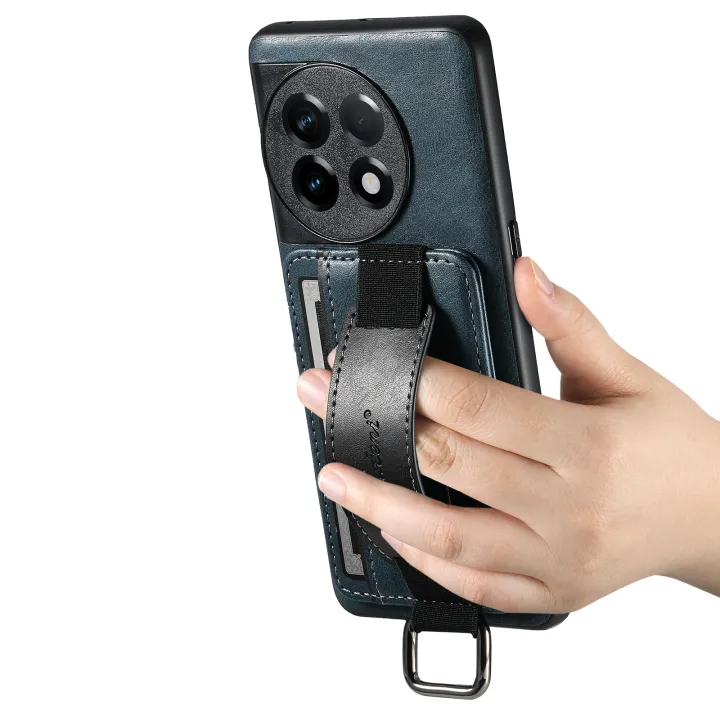 (New)For%20OnePlus%2011%205G%20Suteni%20H13%20Card%20Wallet%20Wrist%20Strap%20Holder%20PU%20Phone%20Case%20-%20Image%204