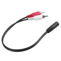 2Pcs 3.5 mm Stereo Female 2 RCA Male AV Cable Auxiliary Audio Adapter Wire. 