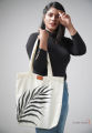 Crafty Tottes Leaf Hand Painted Trendy Fashionable Canvas Tote Bag with Zipper for Man and Women. 