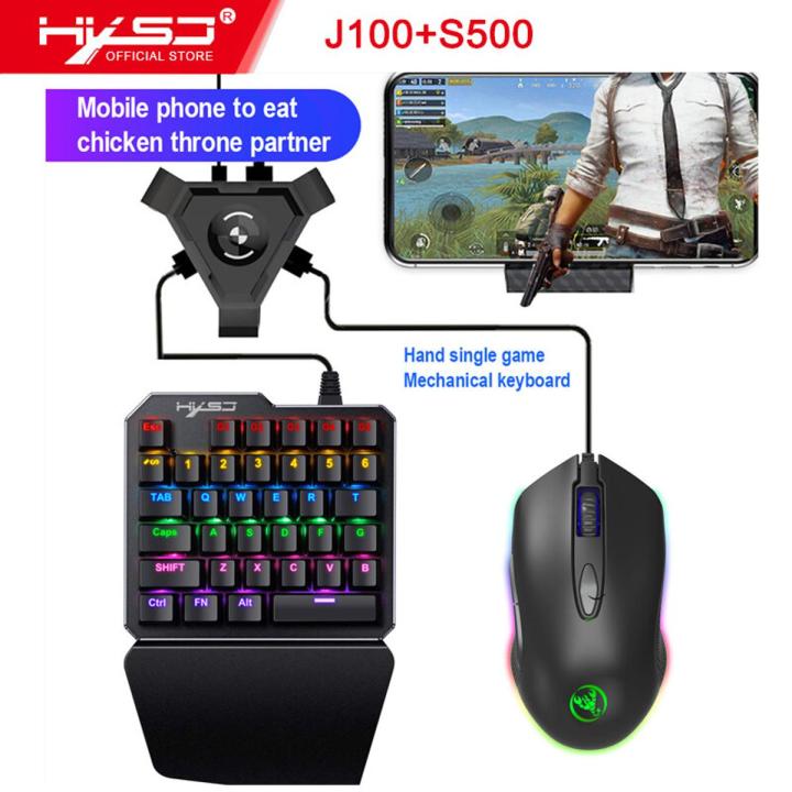 HXSJ Keyboard Mouse Set J100 35 Key One-handed Gaming Keyboard S500