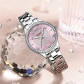 CURREN 9084 Luxury Brand Watches for Women with Stainless Steel Band Fashion Rhinestones Ladies Wristwatch with Luminous - Silver , Pink. 