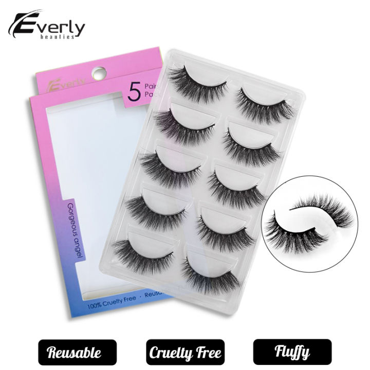 Everly Beauties 5Pair High Quality Reusable Premium False Eyelash Set - G900