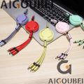 [In stock] Pure Color 3 in 1 Data Cable Macaron Cable 1.2m Universal Charging Cable Liquid Soft Plastic Suitable For Android iphone TypeC Car Laptop Universal. 