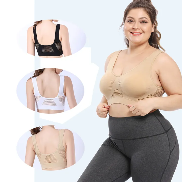 Plus%20Size%20Bra%20Underwear%20Seamless%20Bras%20For%20Wonen%20Push%20Up%20Bra%20Bralette%20Wire%20Free%20Mesh%20Design%20Breathable%20Comfortable%20Sport%20Bra%20-%20Image%203
