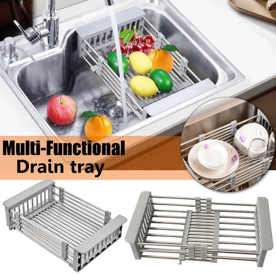 Multifunctional Drain Rack, Stainless Steel Kitchen Basket, Home