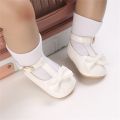 Newborn Anti-slip Shoes, Baby Girls Hollow-out Solid Color First Walking Shoes with Bow. 