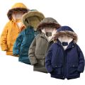 Boys Jacket 2-14 Years Old Resist The Severe Cold Heavy Thick Plus Velvet High Quality Long Hooded Coat For Kids Windbreaker.