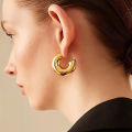 【In-Demand Item】 New Retro Alloy Chunky C Shape Hoop Earrings Glossy Round Ear Jewelry GJCUTE. 