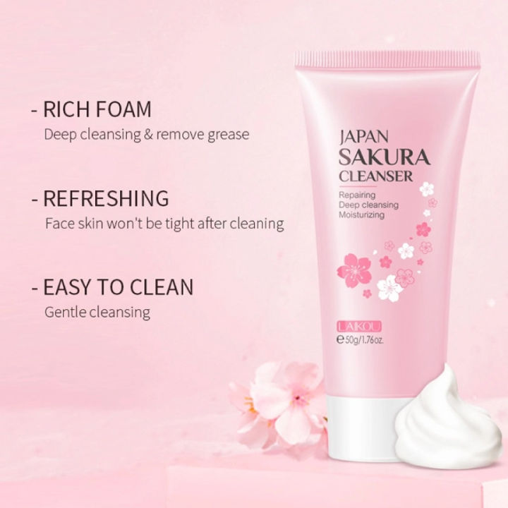 LAIKOU%20Sakura%20Face%20Wash%20Cleanser%2050g%20-%20Image%203
