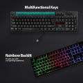 USB Wired Gaming Keyboard and Mouse Combo Waterproof Rainbow Backlit 2000DPI for Home Office.