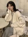 Autumn and Winter New Lazy Wind Sweater Cardigan Coat Women's Korean-Style Mid-Length Outerwear Student Knitwear Loose All-Matching. 