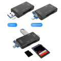 2X 6 in 1 USB 3.0 OTG Card Reader for Secure Digital/TF Cardreaders Splitter Adapter for Mobile Phone Computer-Black. 