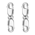 2PCS Double Lobster Clasp 10mm, Sterling Silver Clasp Double Claw Clasps Bracelet Necklace Extension Connector Accessories.