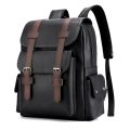 2023 Men Backpack PU Leather Bagpack Large Laptop Backpacks Male Mochilas Black Schoolbag For Teenagers Boys Brown Sac A Dos.