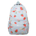2024 New Double Backpack Casual Backpack College Student Girl Middle School High School School Bag Strawberry Print Simple and Fashionable.