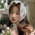 French Embroidery Hair Scarf Soft Texture Sweet Lace Summer Fashion Headscarf Retro Style Lightweight Fabric Lace Triangle Scarf for Spring Accessory Casual Outfit Addition Women's Fashion Hair. 