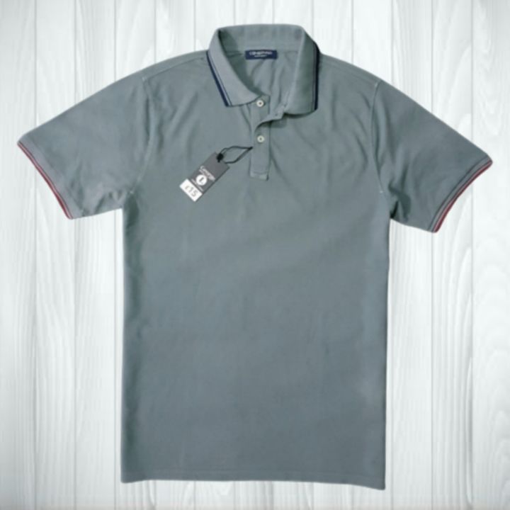Gent'S Pure Cotton Slate Gray, Half-Sleeve Pique Polo Shirt
