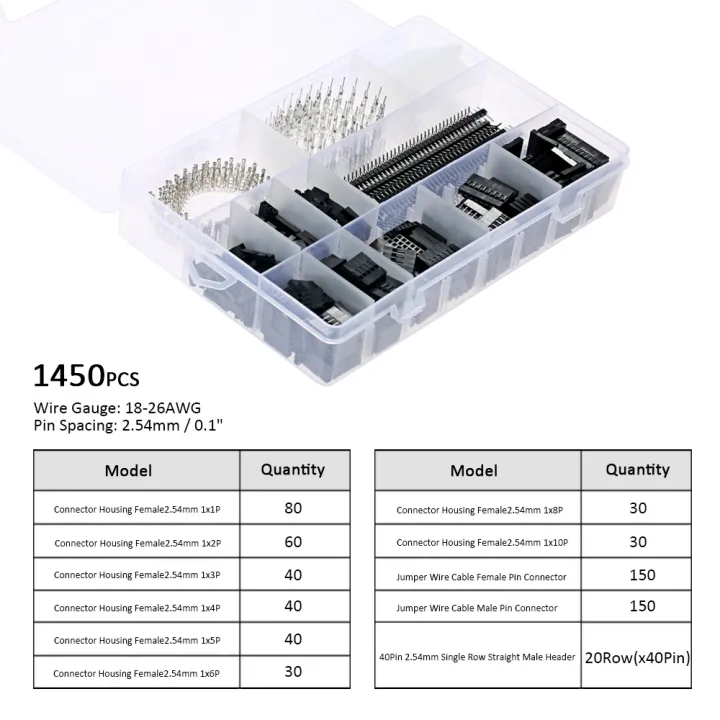 KOGEEK%201450PCS%202.54mm%20PCB%20Jumper%20Wire%20Pin%20Header%20Connector%20Female%20Male%2040Pin%20Box%20Packaging%20Kit%20Electronic%20Components%20Set%20Compatible%20with%20Arduino%20Dupont%20-%20Image%208