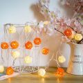 Rattan Ball Garland LED String Patio Lights Christmas Night Lamp Chain Fairy Garden Holiday Wedding New Year Outdoor Decoration--Yellow White--6M40LED USB. 
