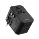 WIWU UA-301 Universal Travel Adapter with 4 USB Port + Type-C 5.6A Fast Charger - Black. 
