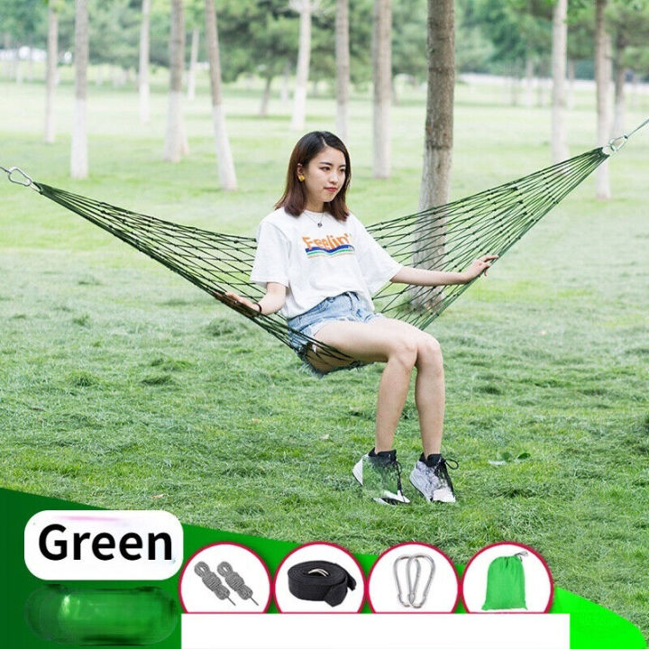 Net Hammock Outdoor Camping Mesh Hammocks Garden Beach Swing Hanging Bed