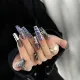 24pcs Blue Snake Pattern False Nails Cool Punk Style Wearable Long Coffin Ballet Artificial Nail Tip Press on Nail. 