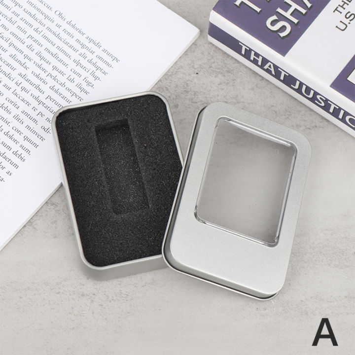 Tinplate U Disk Small Square Box Badge Gift Metal Packaging Box U Disk Large Square Box Window U Disk Small Iron Box jingu