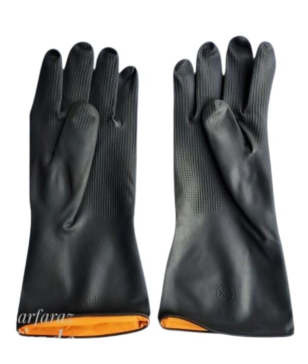 Rubber Safety Long Hand Gloves Use For Resist Oils, Acids, Detergents & Most Chemical Works 1 Pair
