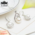 Carat Party Women Rhinestone Big Faux Pearl Necklace Hook Earrings Set Fashion Jewelry. 