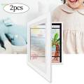 2x Wooden Photo Frame, Frame Front Opening Card Display, Glass Floating Front Open Artwork Picture Frame for Living Room, Baby Shower. 