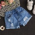 Baby Girl Shorts Jeans 2024 Summer Kids Korean Version Denim Pants High Waist Casual Trousers Girl Ripped Jeans For 2 To 12 Year. 