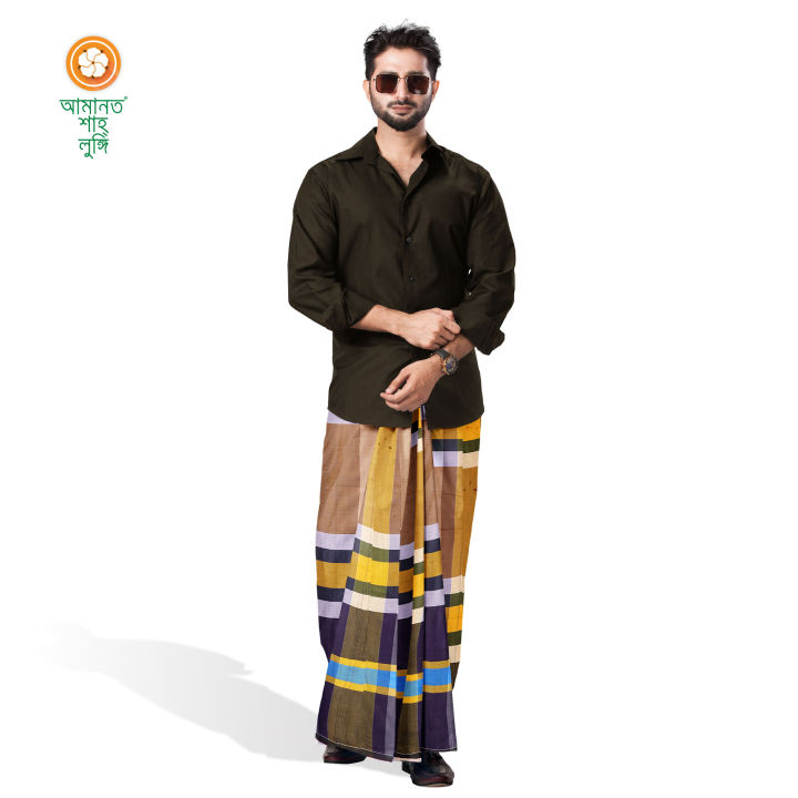 Amanat Shah Lungi crown 6 Hand Multicolor Check Design Cotton Lungi
