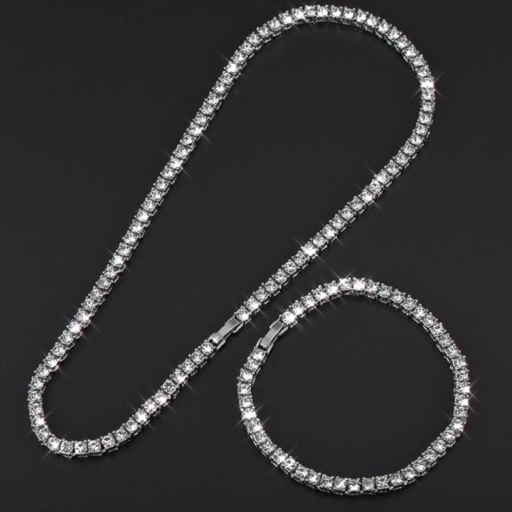 (New)4mm 1 Row hiny Tenni Chain Neclace Men Hip Hop Iced Out Bling CZ Necllace Jewelry Gold ilver Color Charm Gift 2021