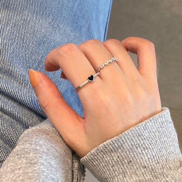 New Black Zircon Ring Set For Women