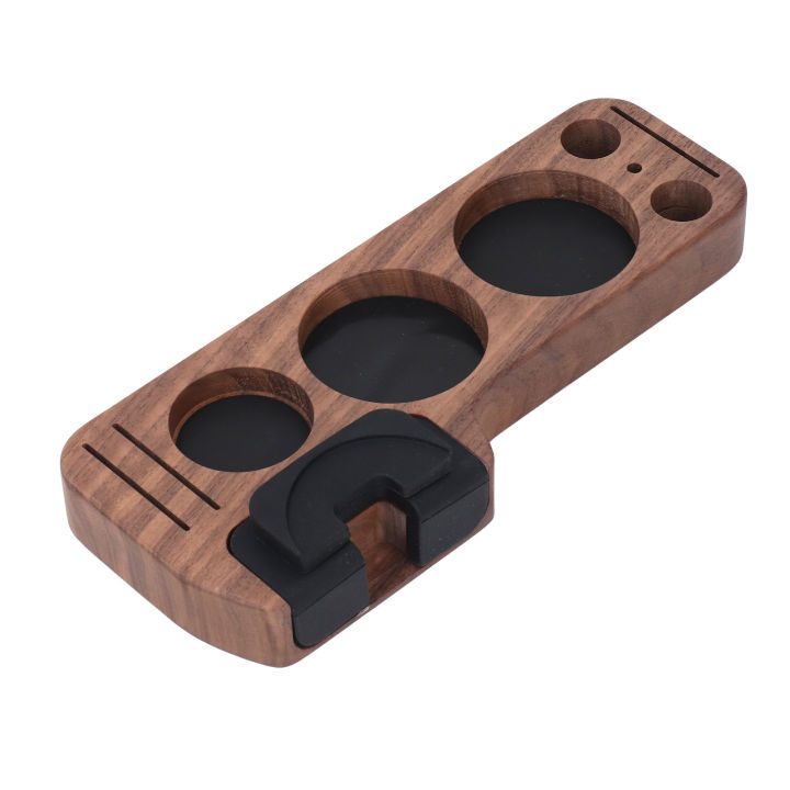 Coffee Tamper Station Base Multifunction Compact Tamping Station Universal Stable Strong Smooth Surface Wooden for 51mm Coffee Machine