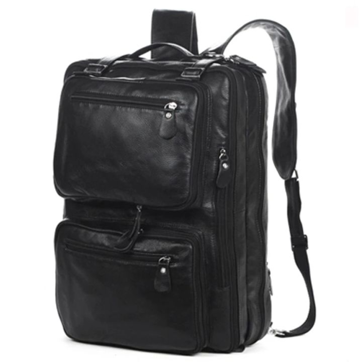 Multifunctional Genuine Leather Backpack Men Bagpack Fashion Male