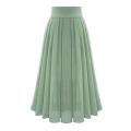 Women Elegant Long pleated skirt Party Chiffion High Waist Lace-up Long Skirt Female Solid Color Gauze Tutu Party Skirts. 