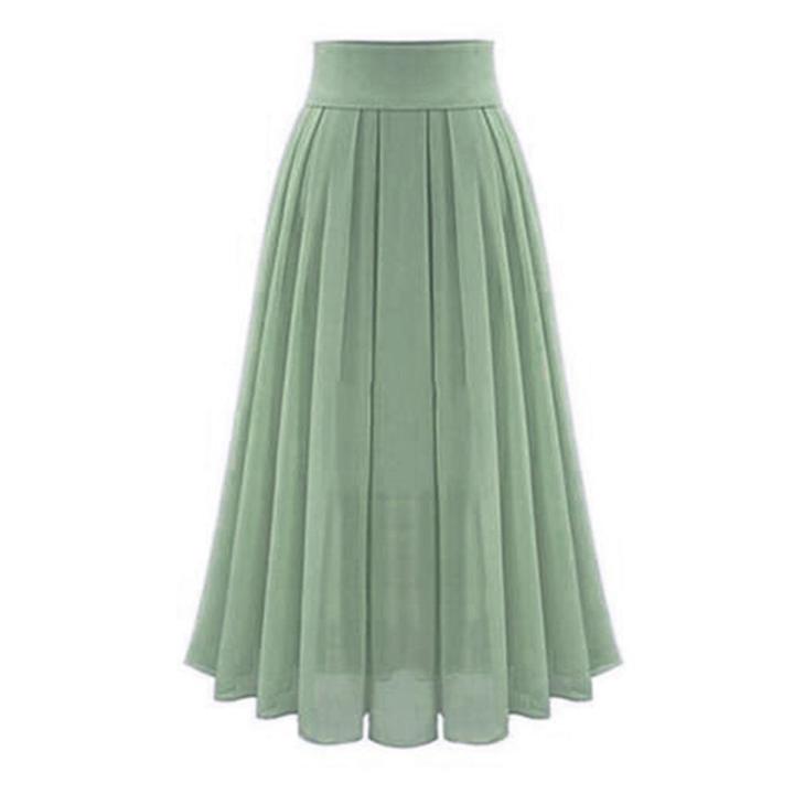 Women Elegant Long pleated skirt Party Chiffion High Waist Lace-up Long Skirt Female Solid Color Gauze Tutu Party Skirts