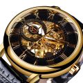 FORSINING Fucini Fashion Retro Manual Mechanical Watch Men's Hollow Luminous Waterproof Leather Belt Mechanical Watch.