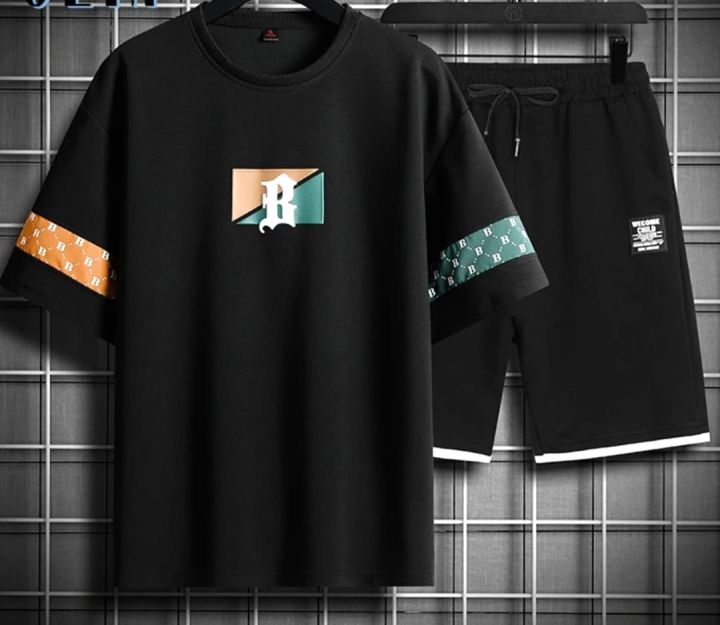 Black Combo T-Shirt & Short Pant For Man