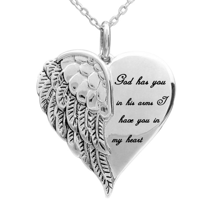 Engraved Urn Necklace Durable Plated Plated Angel Wings Necklace