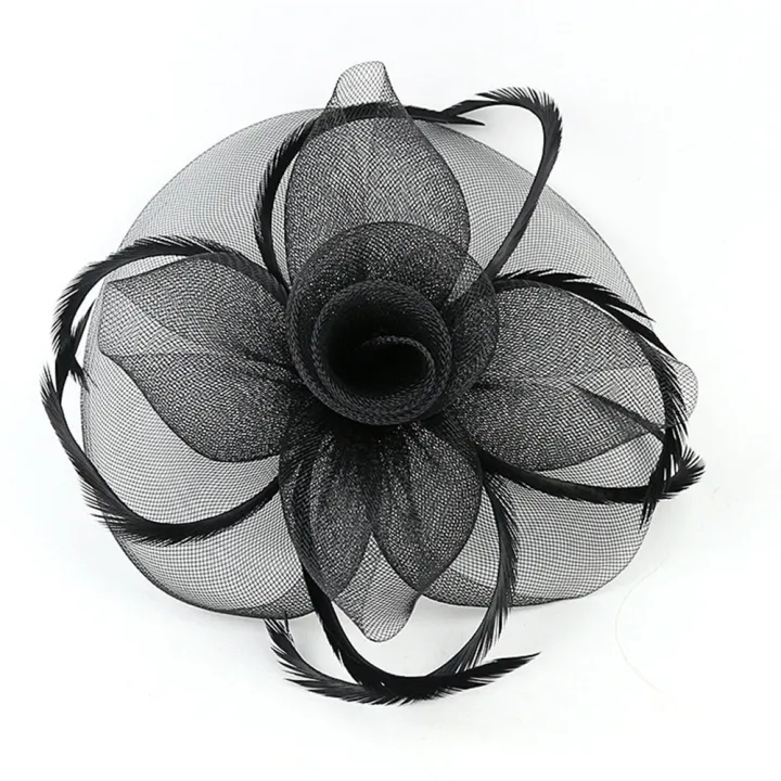 Women%20Fascinator%20Bow%20Hair%20Clip%20Headwear%20Lace%20Feather%20Mini%20Hat%20Wedding%20Party%20Accessory%20Race%20Fashion%20Handmade%20Lady%20-%20Image%202