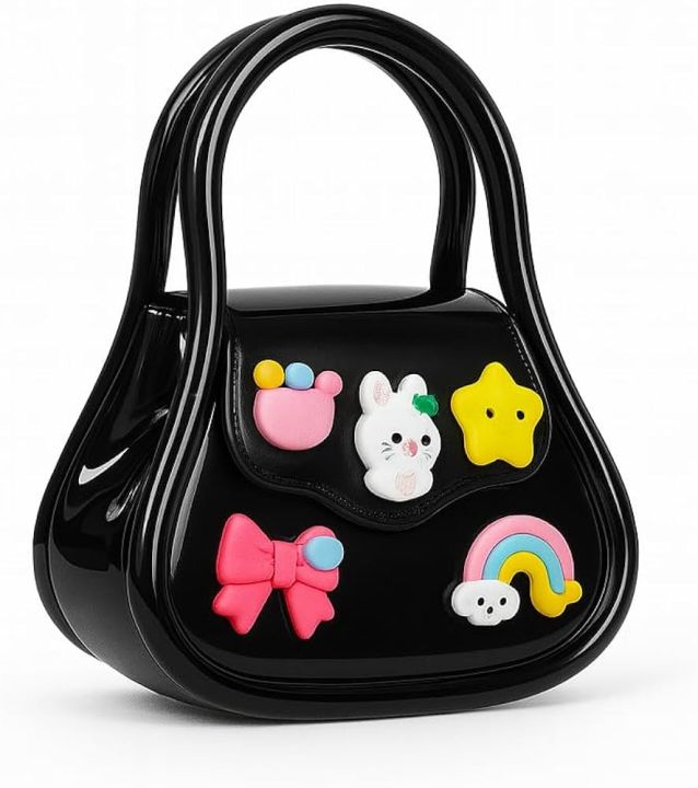 Cute%20Kids%20Handbag%20for%20Girls%20%E2%80%93%20Black%20Cartoon%20Charm%20Purse%20with%20Rainbow,%20Bow%20&%20Bear%20Accessories%20%E2%80%93%20Stylish%20Mini%20Shoulder%20Bag%20-%20Image%203
