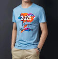 HAPPY NEW YEAR 2025 New Design Casual Half Sleeve T-Shirt For Men's. 