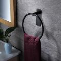 Towel Ring/Hand Towel Holder - Self Adhesive Round Towel Rack Hand Towel Bar for Bathroom, Stainless Steel Black. 