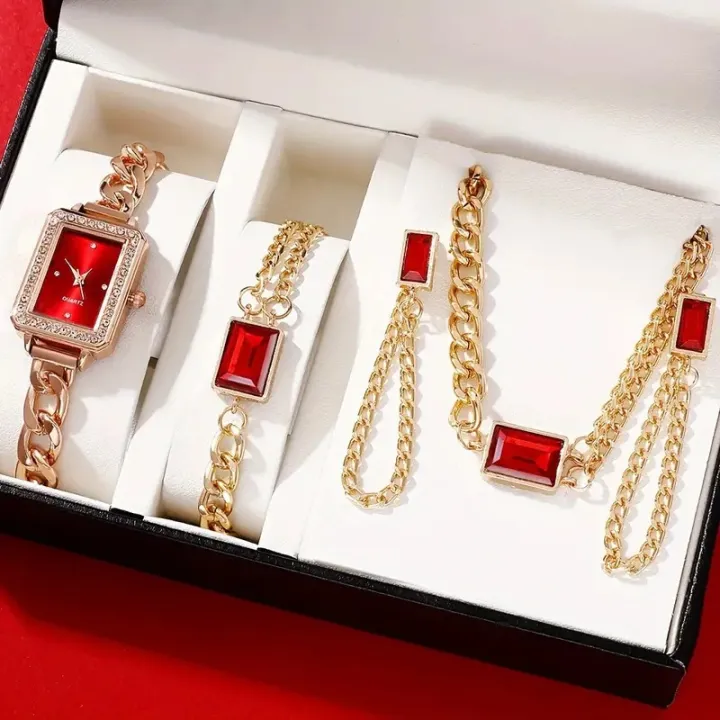 Complete%20Your%20Look%20with%20This%205-Piece%20Fashion%20Set:%20Women's%20Square%20Dial%20Watch%20with%20Matching%20Emerald%20Accessories%20-%20Image%203